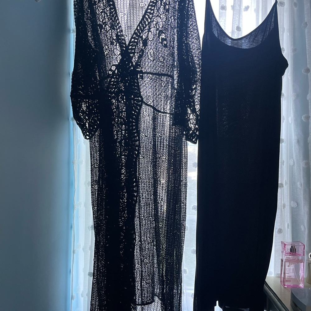 Soft Surroundings Black Lace Faux Wrap Dress